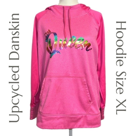 Upcycled - Danskin Now Hoodie - “Queen” - Women's Dri-More - Cowl Neck - Size XL - Picture 1 of 7